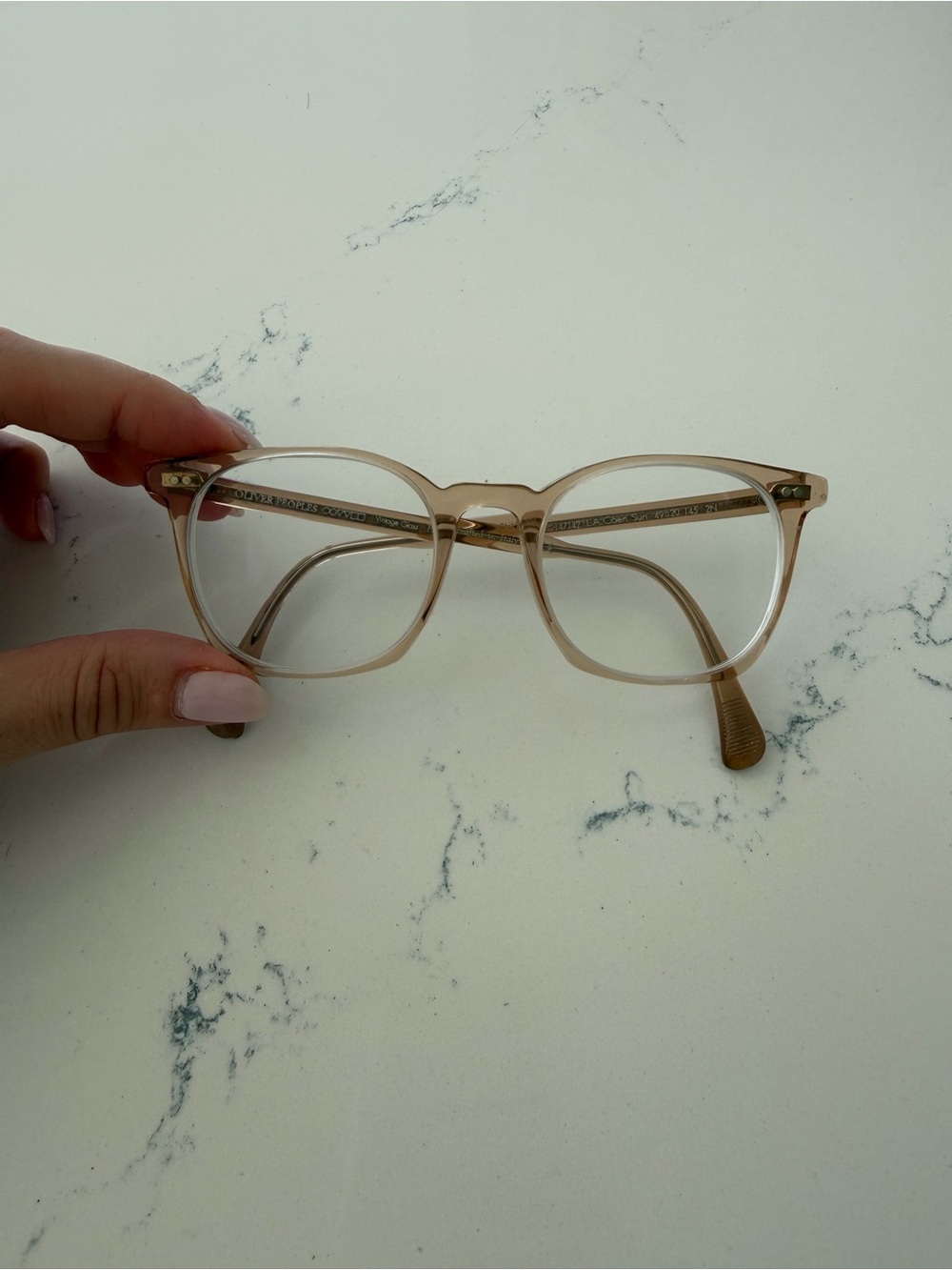Oliver Peoples Transparent Beige Cat-Eye Women's Glasses